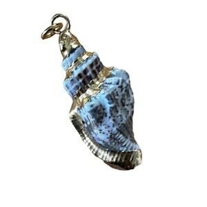 Vintage Gilded Conch Shell Pendant Beachy Boho Glam